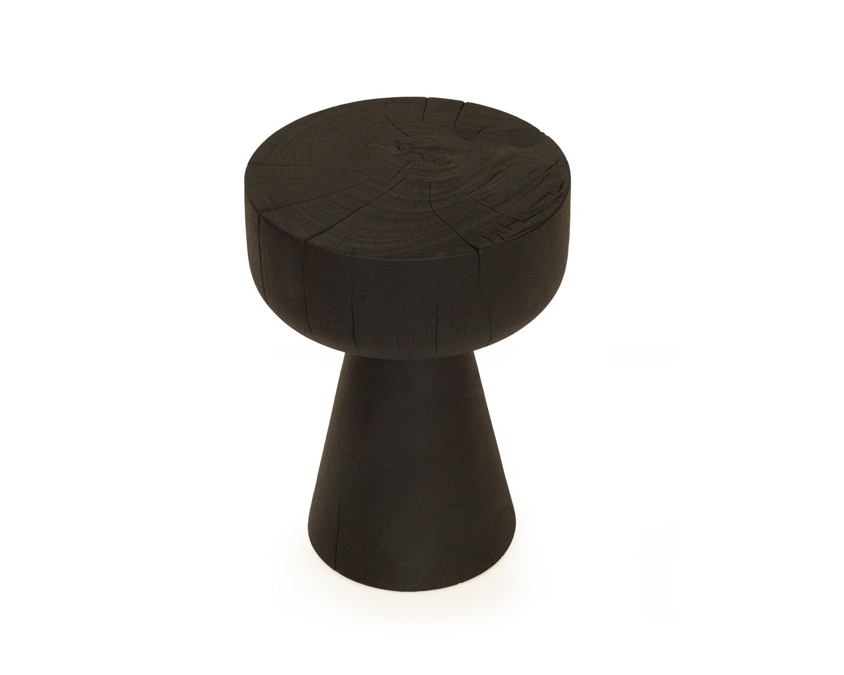 Round black stool on a white background