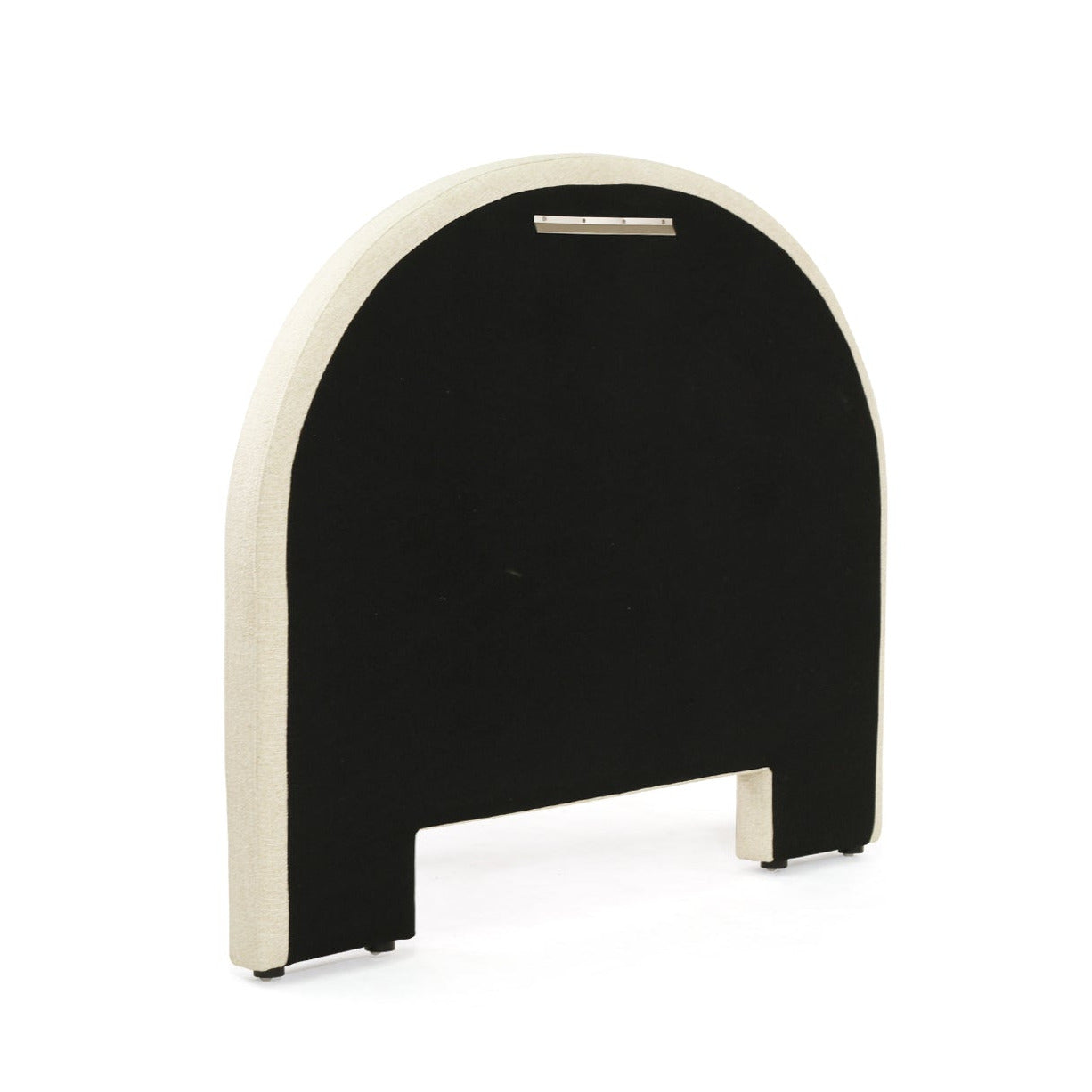 A modern arched chair with a matte black backrest and a light beige frame, shown against a plain white background.