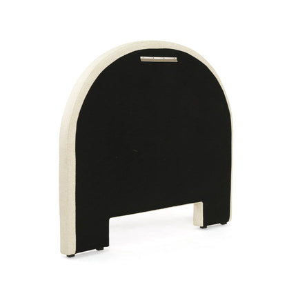 A modern arched chair with a matte black backrest and a light beige frame, shown against a plain white background.