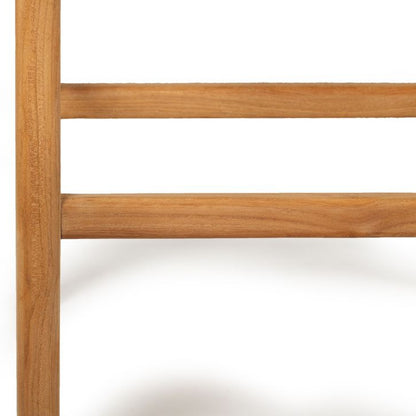 Close-up of a wooden counter stool with a white background
