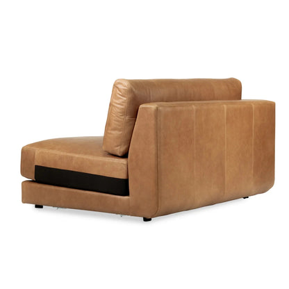 Brown leather armchair on a white background