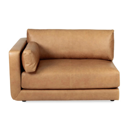 Brown leather armchair on a white background
