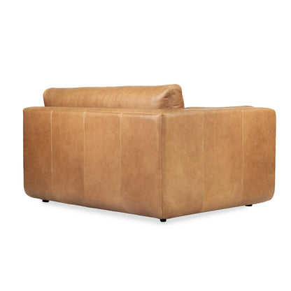 Brown leather armchair on a white background