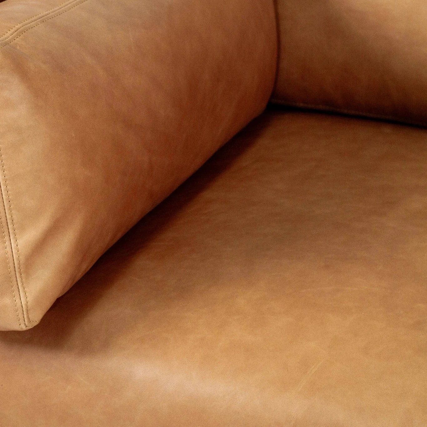 Close-up of a brown leather sofa