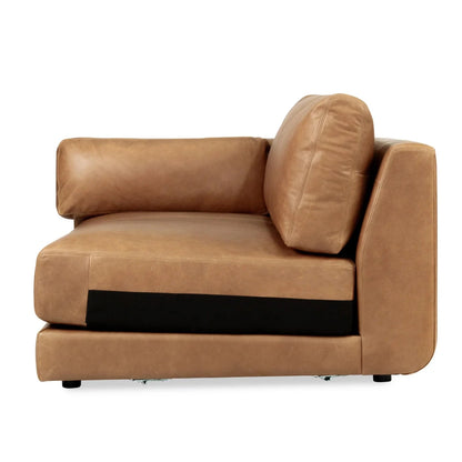 Brown leather corner sofa on a white background