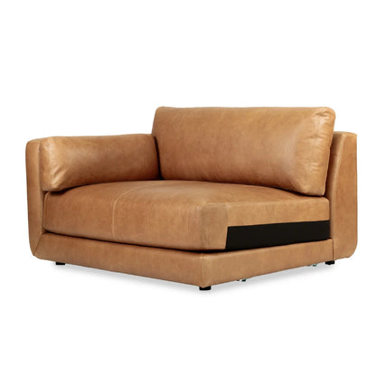 Brown leather sofa on a white background