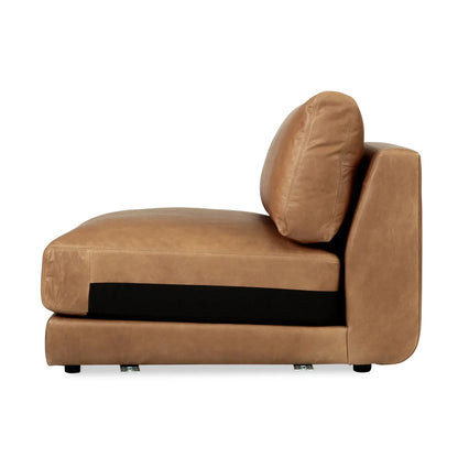 Brown leather corner sofa on a white background