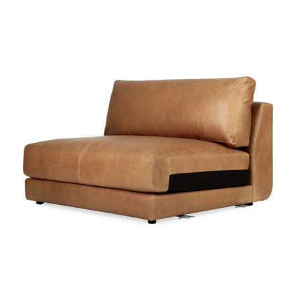 Brown leather sofa chair on a white background