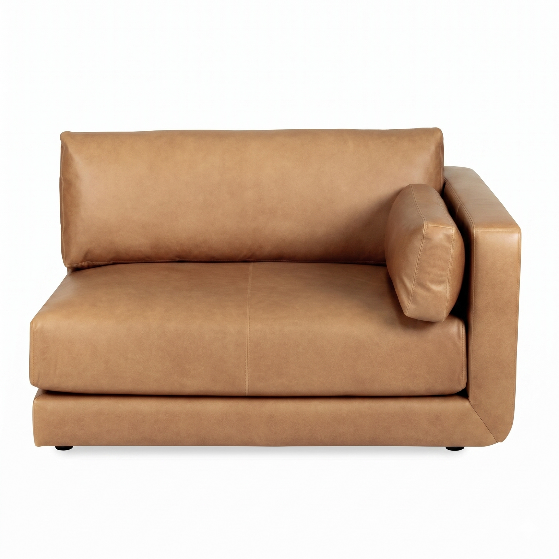Brown leather sofa on a white background