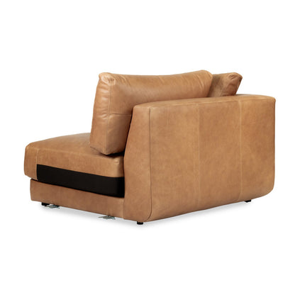 Brown leather armchair on a white background