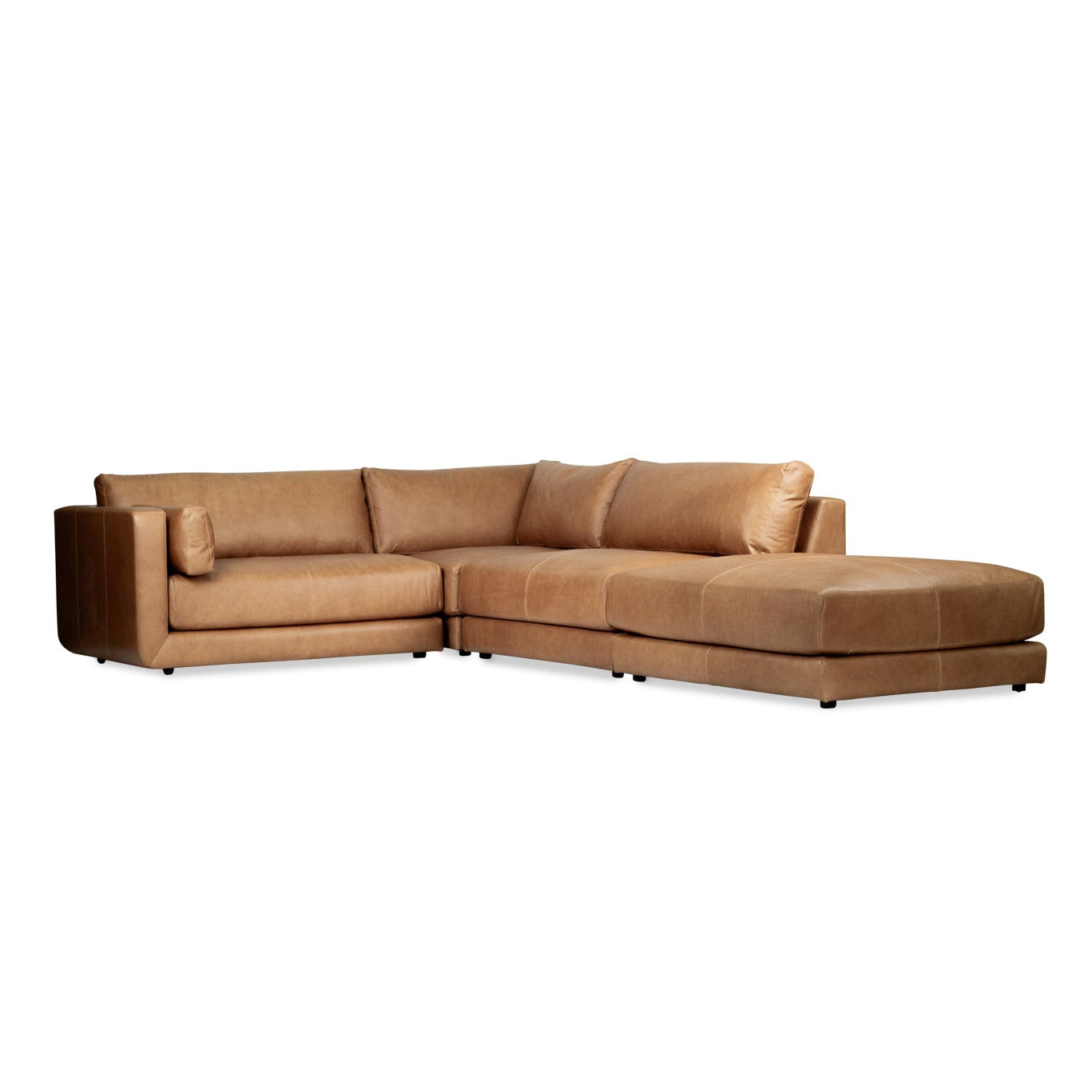 Brown sectional sofa on a white background
