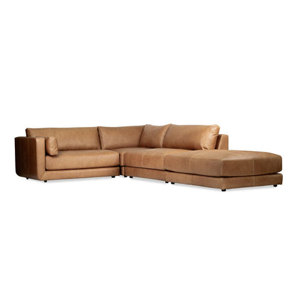 Brown sectional sofa on a white background