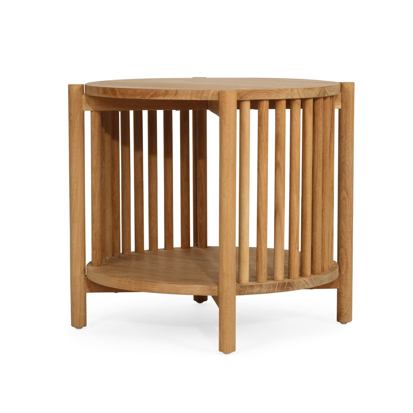 Wooden side table on a white background
