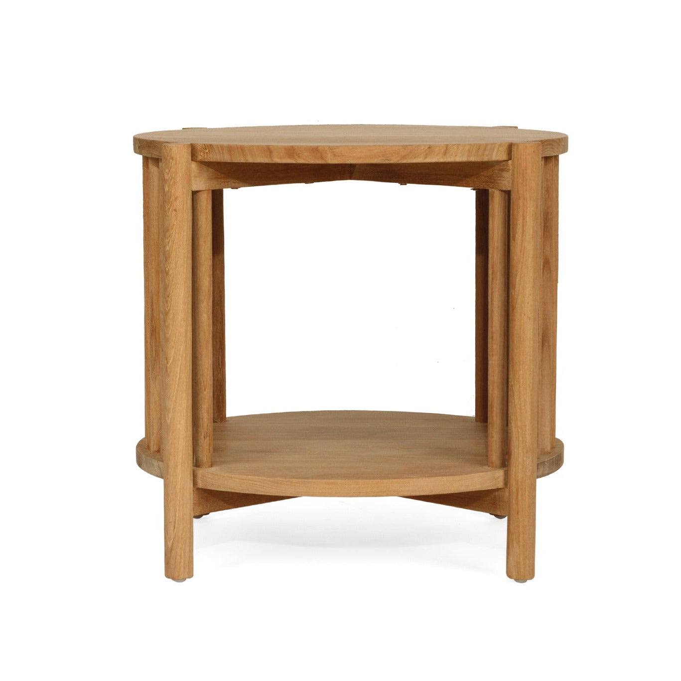Wooden side table on a white background