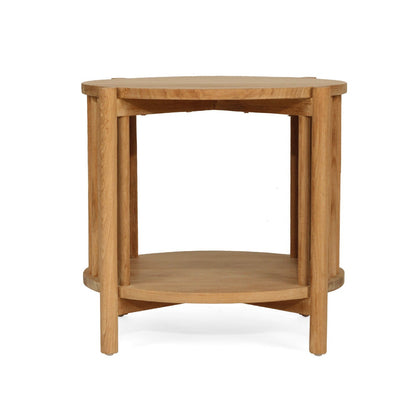 Wooden side table on a white background
