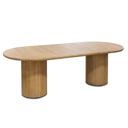 Wooden dining table on a white background