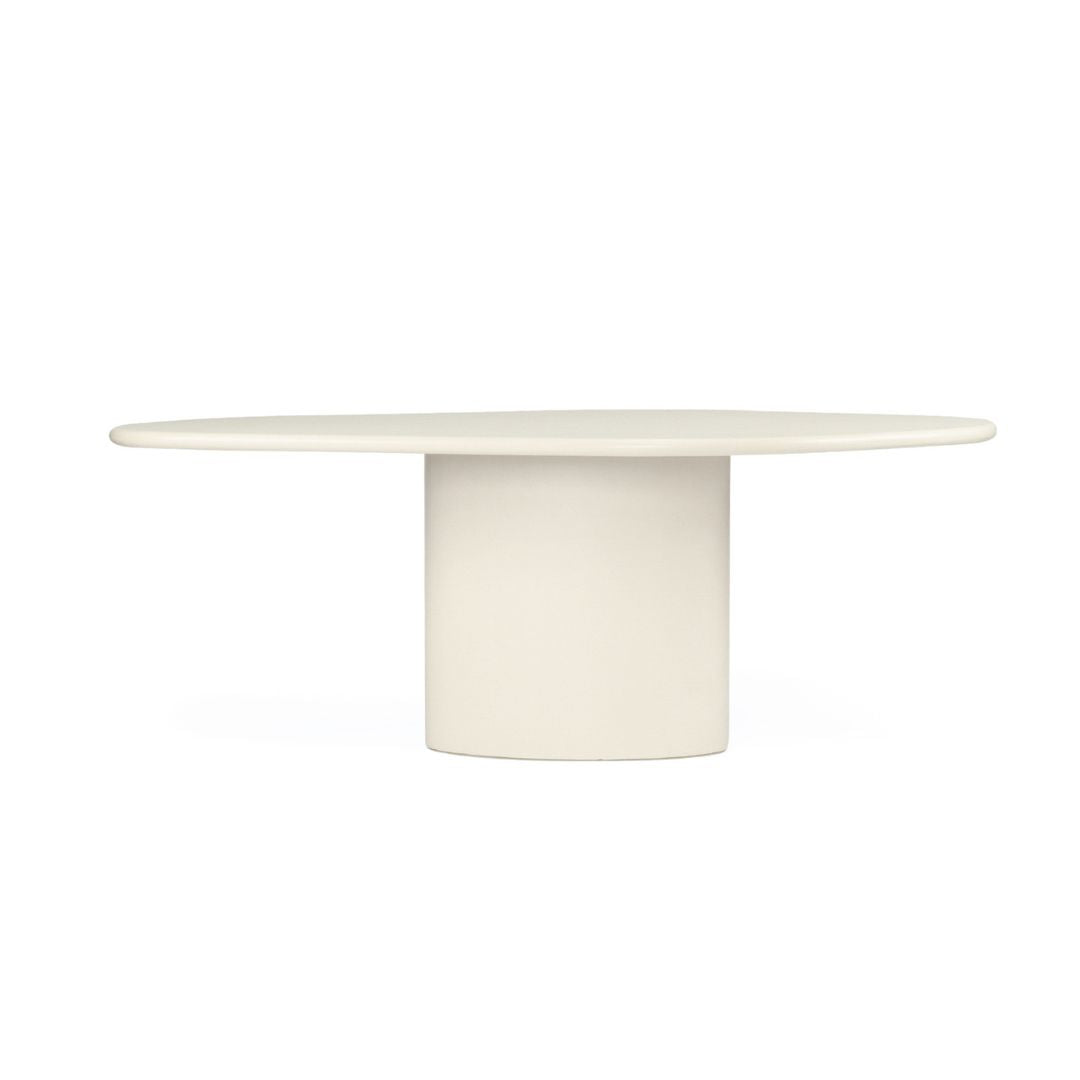 Round white table on a white background