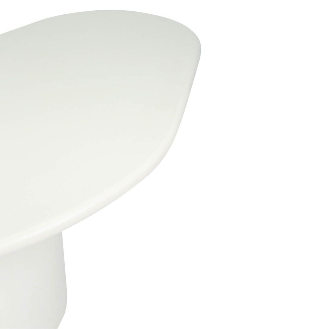 White organic oval dining room table 