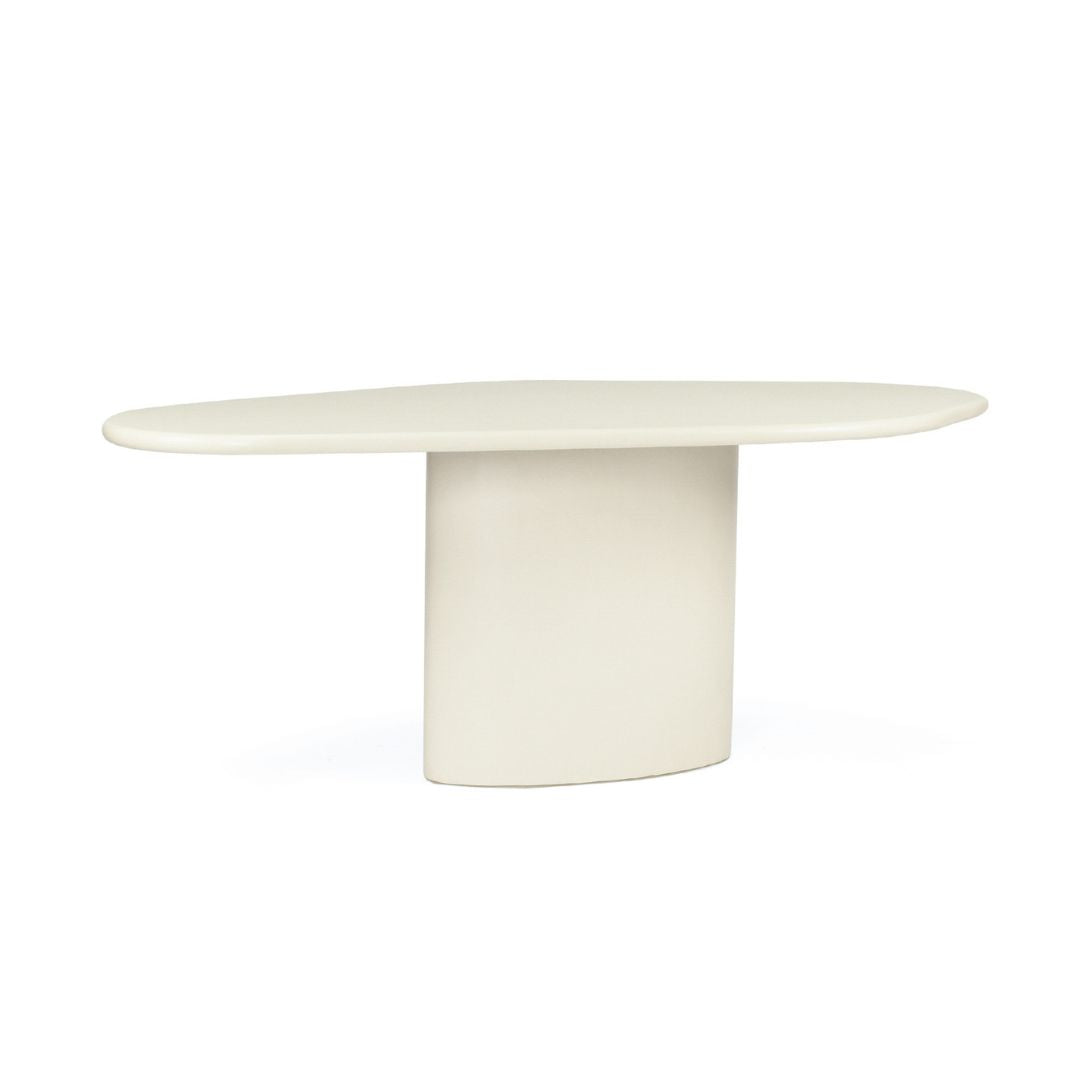 Round white table on a white background