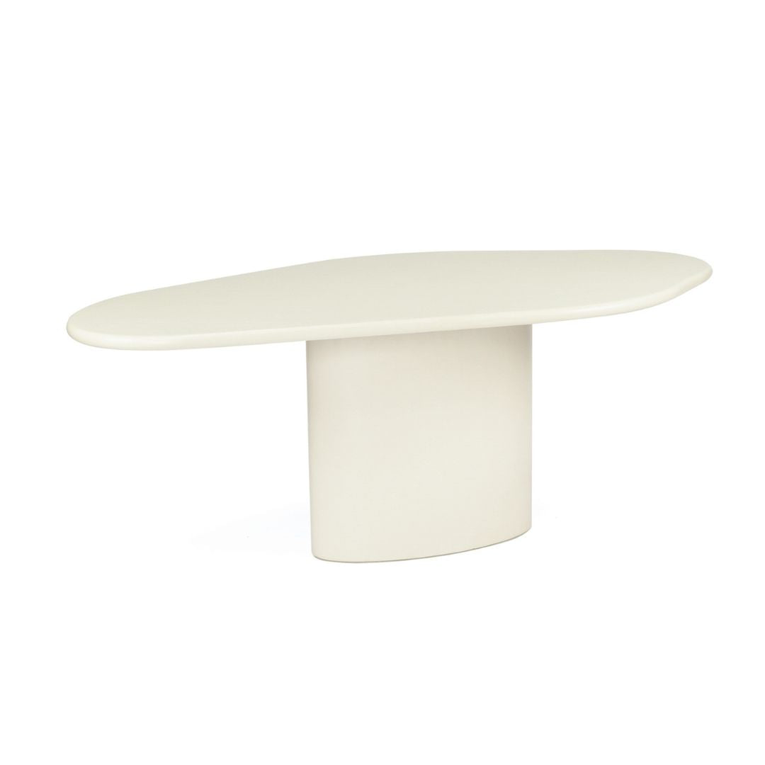 White oval table on a white background