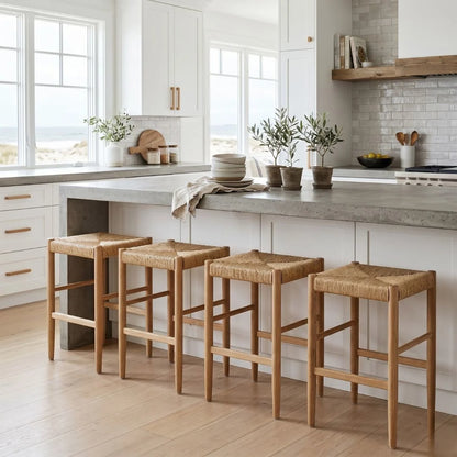 Sun Republic American Oak counter stools in a modern kitchen