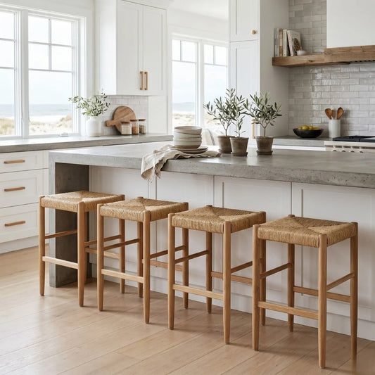 Sun Republic American Oak counter stools in a modern kitchen