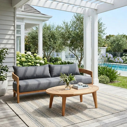 Kirra Outdoor 3 Seater Sofa – Teak/Slate Grey