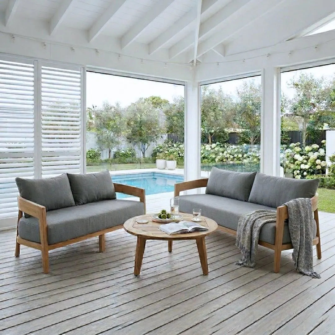 Kirra Outdoor 3 Seater Sofa – Teak/Slate Grey