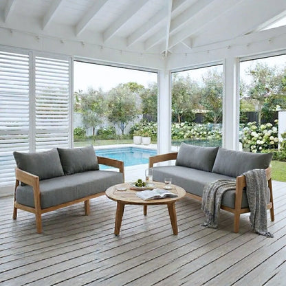 Kirra Outdoor 3 Seater Sofa – Teak/Slate Grey