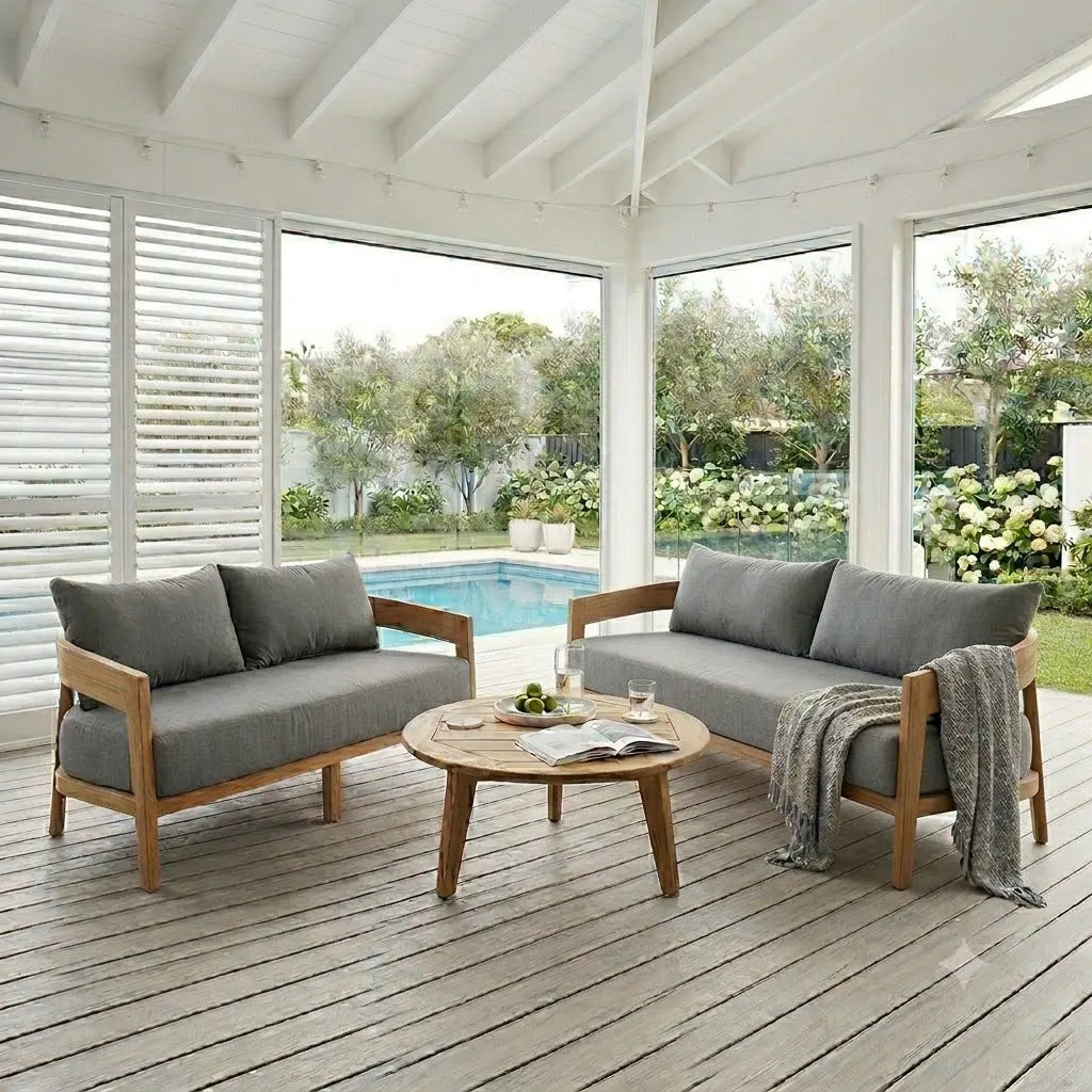 Kirra 2 Seater Outdoor Sofa – Teak/White