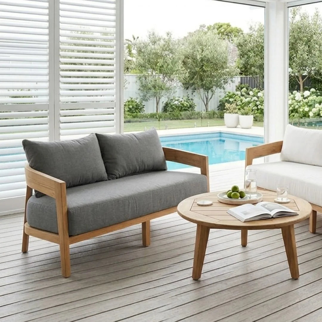Kirra 2 Seater Outdoor Sofa – Teak/White