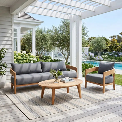 Kirra Outdoor 3 Seater Sofa – Teak/Slate Grey