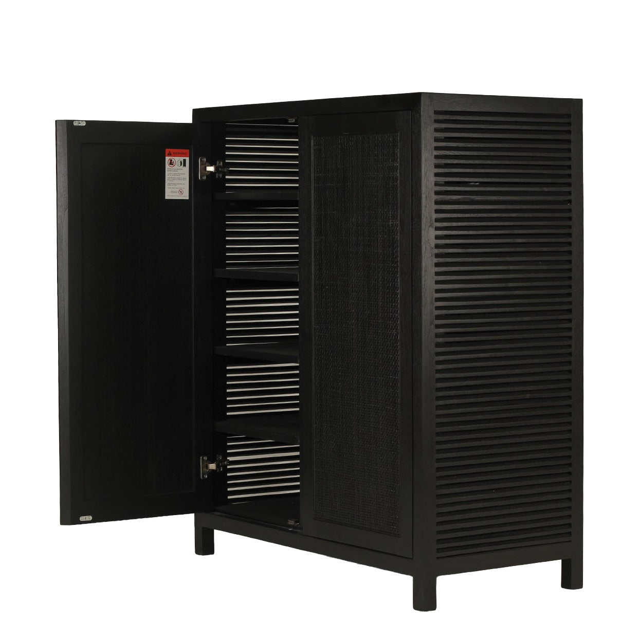 A black cabinet photographed on a plain white background.