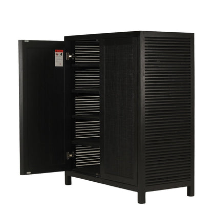 A black cabinet photographed on a plain white background.