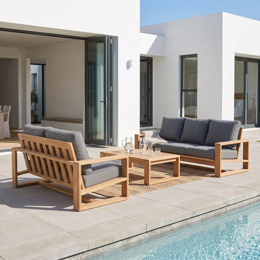 Bora Bora 2 Seater Outdoor Sofa – Teak / Slate Grey