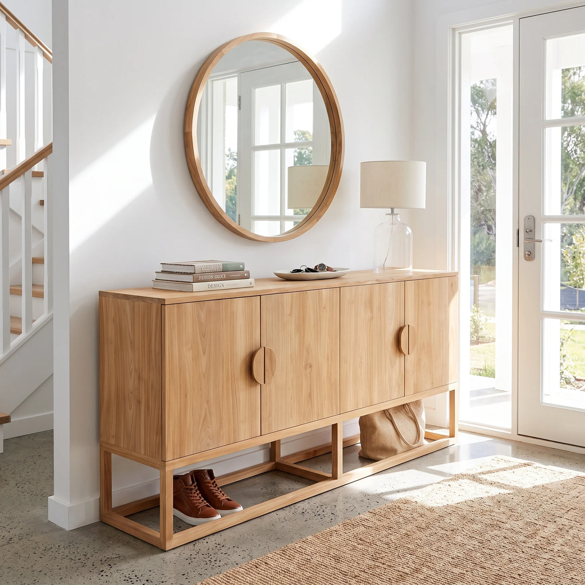 Flynn Solid Teak Sideboard Natural - 200cm | 4 Door
