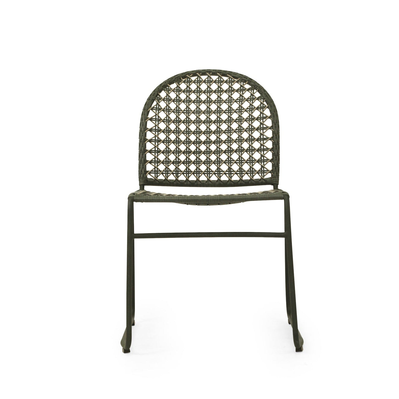 Sun Republic Hamilton Outdoor Dining Chair. Powder coated aluminum frame with open weave in deep moss green.