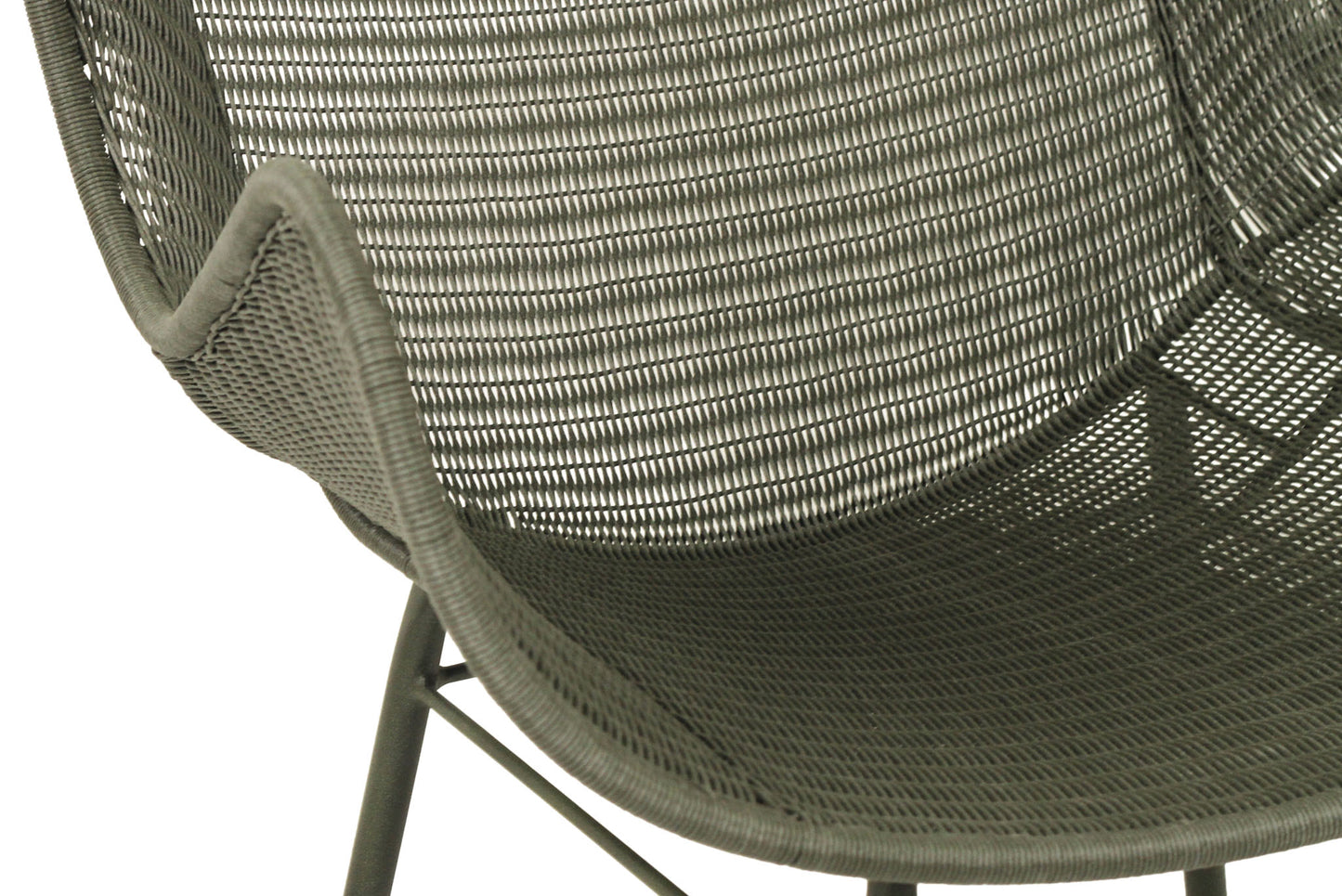 Moss green outdoor wingback chair on a white background