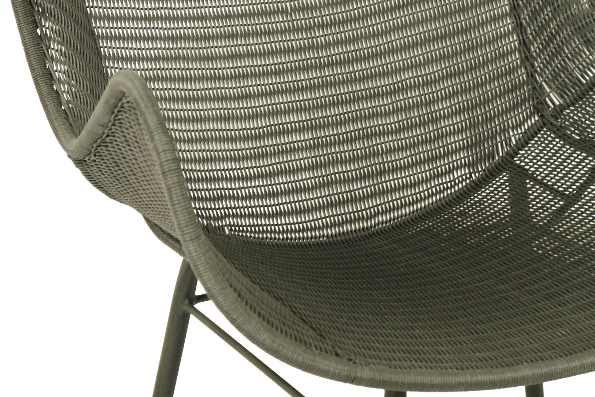 Moss green outdoor wingback chair on a white background