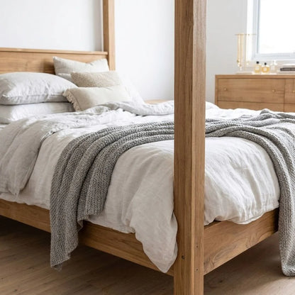 Solid Natural Teak Four Poster Bed – Queen & King | Made-To-Order