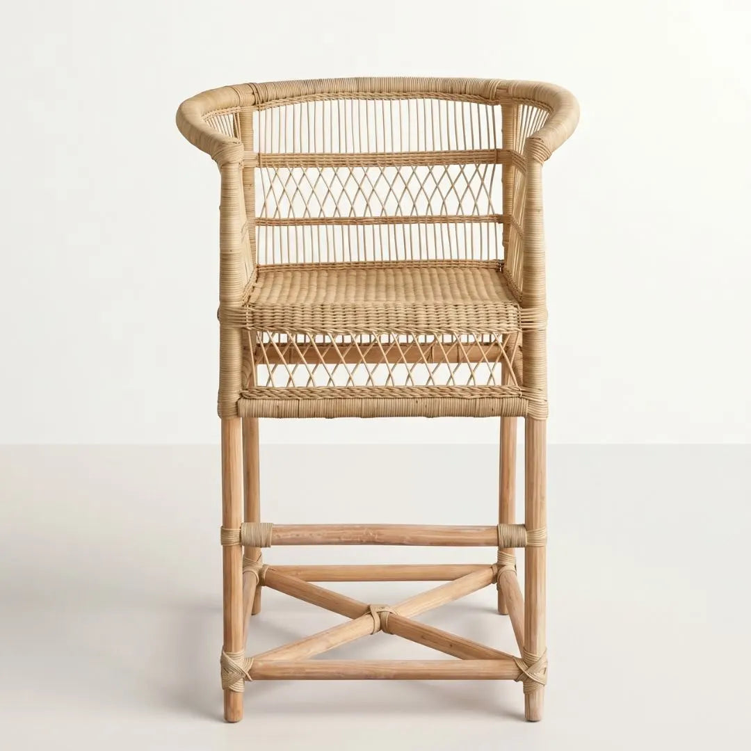 Wicker bar stool on a white background