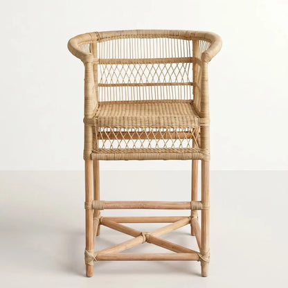 Wicker bar stool on a white background