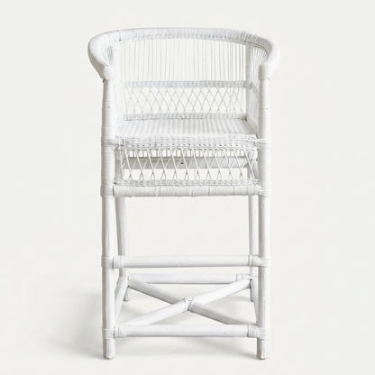 White wicker chair on a white background