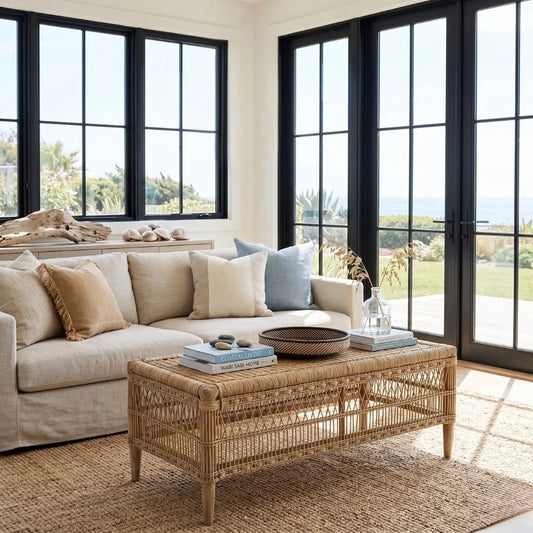 Traditional Open-Weave Coffee Table / Bench 