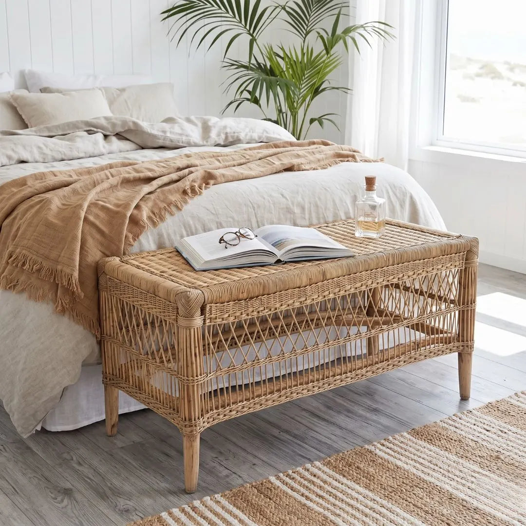 Traditional Open-Weave Coffee Table / Bench 