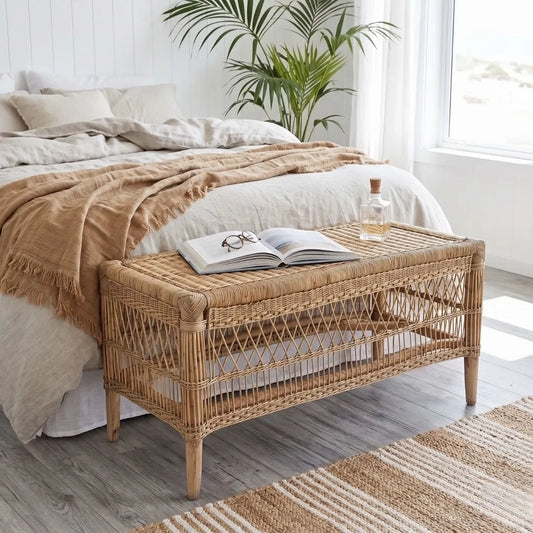 Traditional Open-Weave Coffee Table / Bench 
