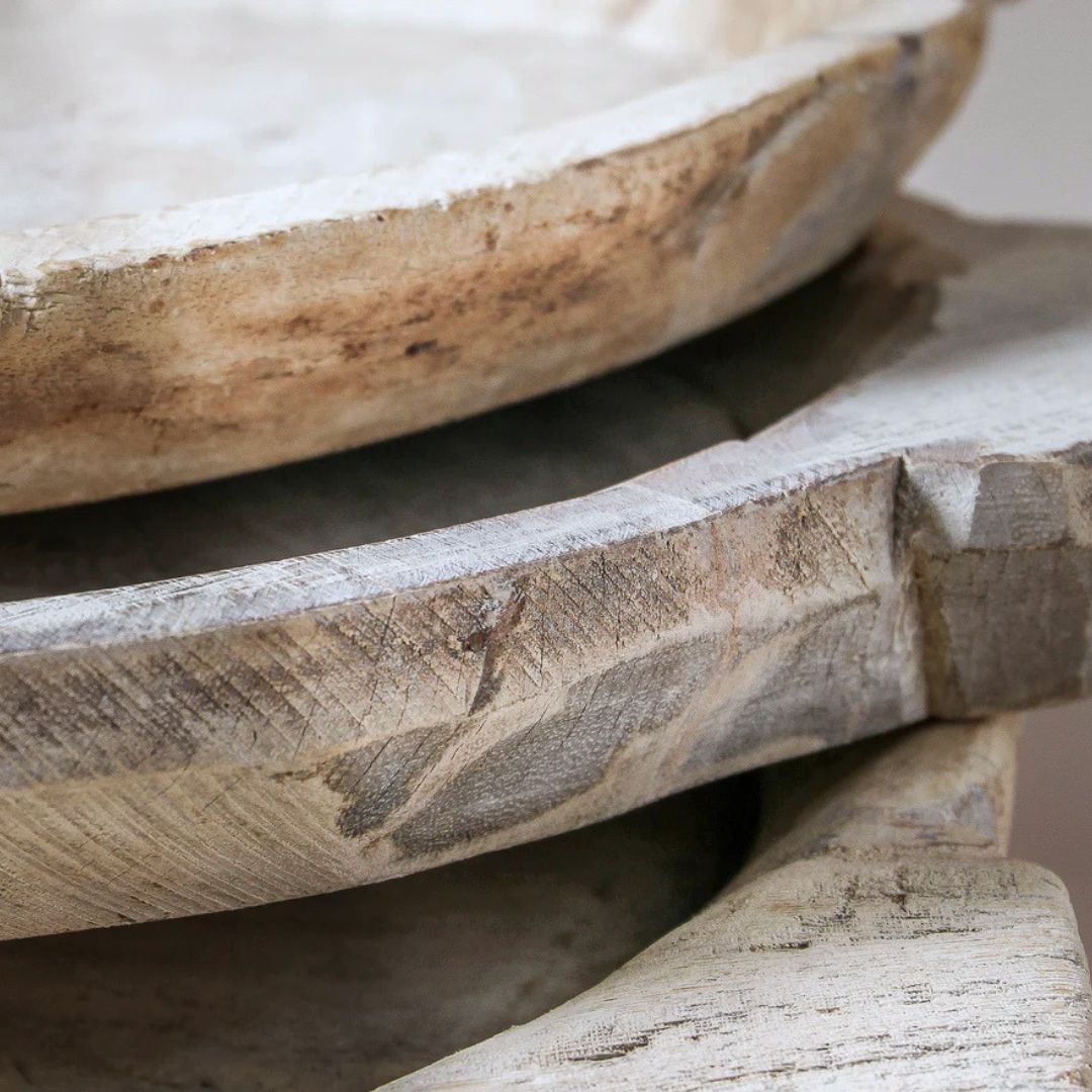 Close-up of wooden coasters with a textured surface