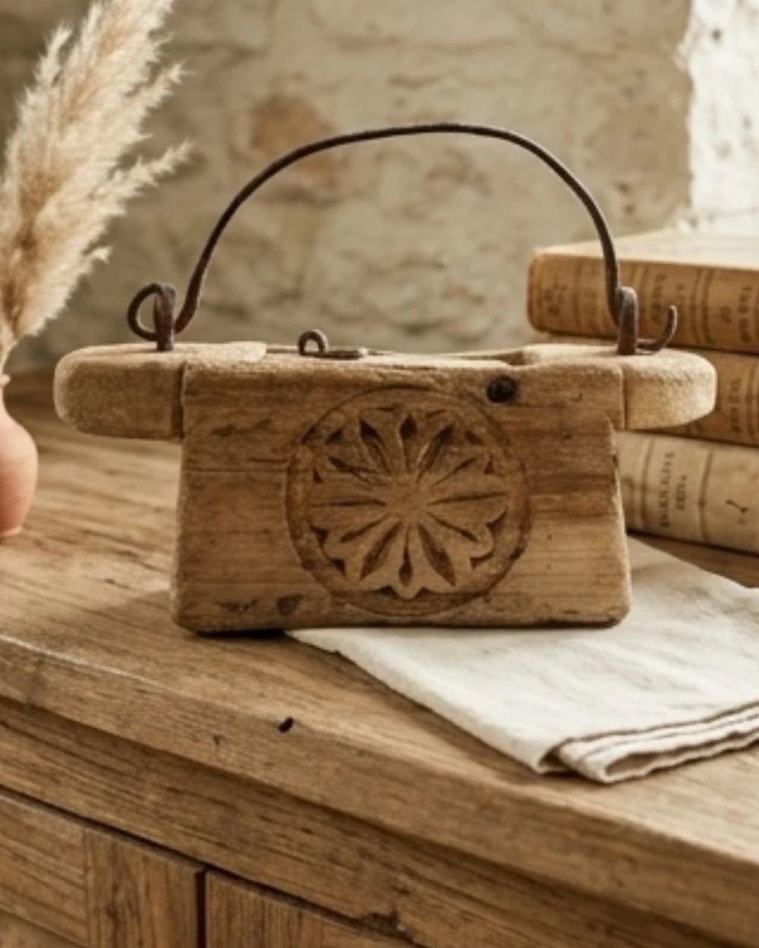 Vintage Indian Carved Oil Pot