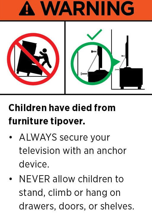 Warning Label - Secure Furniture Topple tip over warning