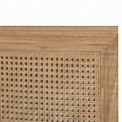 Wooden frame with woven pattern on a white background
